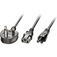 LINDY Strom Y-Kabel [1x UK-Stecker - 2x Kaltgeräte-Buchse C13, Kleeblatt-Buchse C5] 2.50 m Schwarz von Lindy