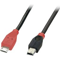 LINDY USB-Kabel USB 2.0 USB-Micro-B Stecker, USB-Mini-B Stecker 0.50m Schwarz mit OTG-Funktion 31717 von Lindy