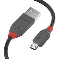 Lindy - USB-Kabel usb 2.0 usb-a Stecker, USB-Micro-B Stecker 3.00 m Schwarz, Grau 36734 von Lindy