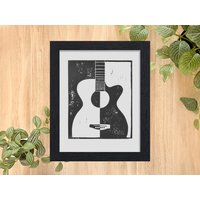 11x14" Blockprint Gitarre 11x14" Blockprint Gitarre von LineAndCutStudio