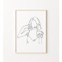 Coffee Line Art Wandbild - Poster Mit Schwarz-Weiß Strichzeichnung von LineArtShopDE