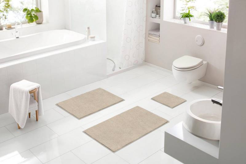 Linea Due Badematte Ayla, Höhe 15 mm, rutschhemmend beschichtet, fußbodenheizungsgeeignet, Polyester, rechteckig von Linea Due