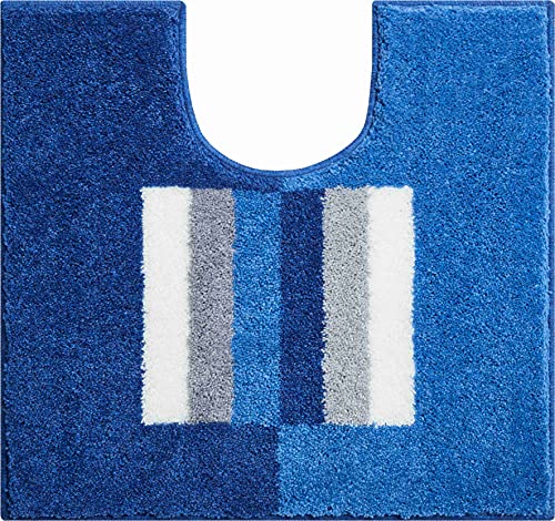 Linea Due Badteppich 100% Polyacryl, ultra soft, rutschfest, ÖKO-TEX-zertifiziert, 5 Jahre Garantie, CAPRICIO, WC-Vorlage m.A. 55x60 cm, blau von Grund