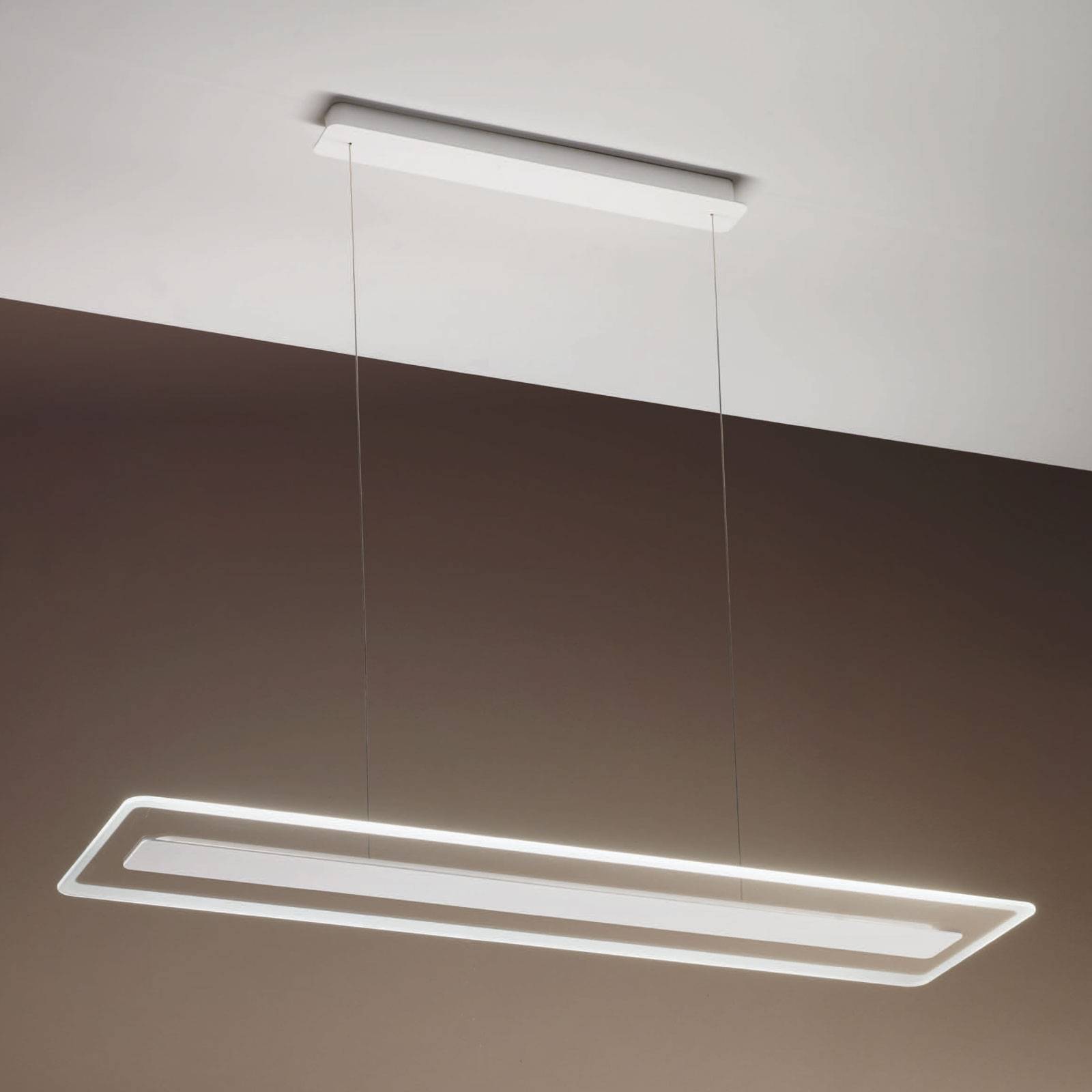 LED-Hängeleuchte Antille, Glas, rechteckig, Chrom von Linea Light