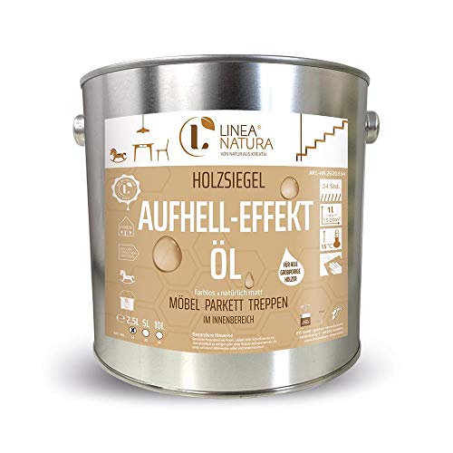 LINEA NATURA® Aufhell - Effekt Öl Holzöl Möbelöl Treppenöl Pflegeöl farblos (2,5 Liter) von Linea Natura