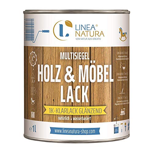 LINEA NATURA® - Holz und Möbellack | Multisiegel Holzschutz Lack | natürlich | wasserbasiert | Klarlack (glänzend, 1L) von Linea Natura