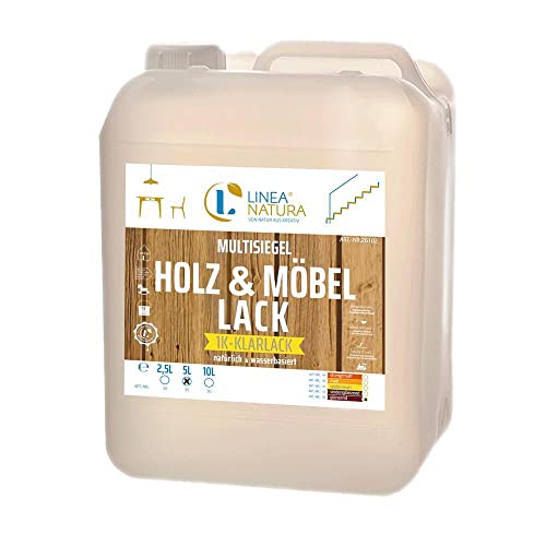 LINEA NATURA Holz- und Möbellack | Klarlack | geruchsarm, kinderfreundlich, schnell trocknend (glänzend, 5L) von Linea Natura