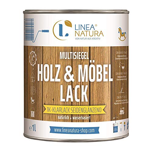 LINEA NATURA® - Holz und Möbellack | Multisiegel Holzschutz Lack | natürlich | wasserbasiert | Klarlack (seidenglänzend, 1L) von Linea Natura