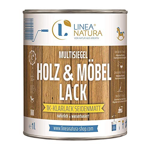 LINEA NATURA® - Holz und Möbellack | Multisiegel Holzschutz Lack | natürlich | wasserbasiert | Klarlack (seidenmatt, 1L) von Linea Natura