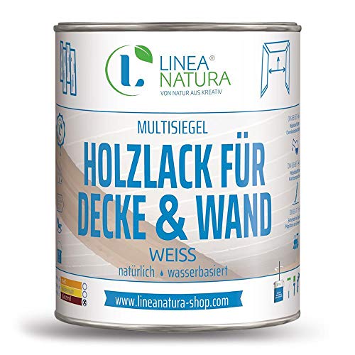 LINEA NATURA® Multisiegel Holzlack für Decke und Wand | schnelltrocknender Holzlack (glänzend, 1L) von Linea Natura