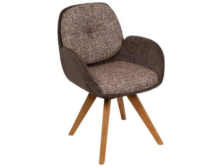Linea Natura ARMLEHNSTUHL, Braun, Eiche, Holz, Eiche, massiv, Stativgestell, 59x90x64 cm, automatische Rückholfunktion, Sitzfläche 320° drehbar, von Linea