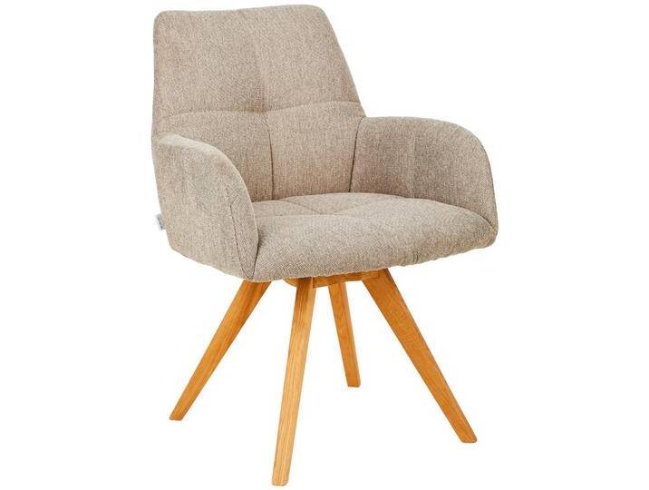 Linea Natura ARMLEHNSTUHL, Taupe, Holz, Wildeiche, vollmassiv, Stativgestell, Drehkreuz, 62x87.5x68.5 cm, Sitzfläche 180° drehbar, inklusive von Linea