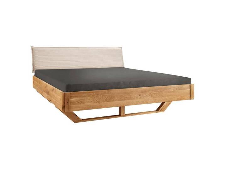 Linea Natura BALKENBETT, Beige, Wildeiche, Holz, Wildeiche, massiv, 180x220 cm, in verschiedenen Größen erhältlich, Schlafzimmer, Betten, Doppelbetten von Linea