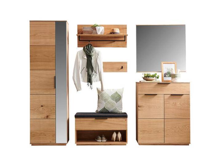 Linea Natura GARDEROBE, Anthrazit, Eiche, Holz, 6-teilig, Wildeiche, furniert, 1 Schubladen, 270x202x38 cm, Beimöbel erhältlich, stehend, Holzmöbel, von Linea