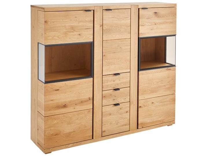 Linea Natura HIGHBOARD, Anthrazit, Eiche, Metall, Eiche, furniert, massiv, 7 Fächer, 3 Schubladen, 152x135.5x38 cm, Holzmöbel, Kleinmöbel Holz, Linea Natura HIGHBOARD, Anthrazit, Eiche, Metall, Eiche, furniert, massiv, 7 Fächer, 3 Schubladen, 152x135.5x38 cm, Holzmöbel, Kleinmöbel Holz, von Linea
