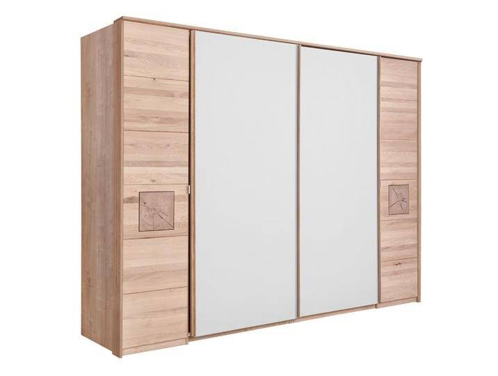 Linea Natura SCHWEBETÜRENSCHRANK, Weiß, Eiche, Eiche, massiv, 286x215x74 cm, Beimöbel erhältlich, umfangreiches Zubehör in verschiedenen Größen von Linea
