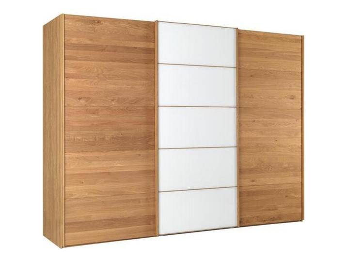 Linea Natura SCHWEBETÜRENSCHRANK, Weiß, Eiche, Eiche, teilmassiv, 6 Fächer, 250x236x67 cm, ISO 9001, Beimöbel erhältlich, umfangreiches Zubehör in von Linea