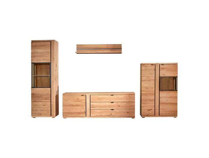 Linea Natura WOHNWAND, Schwarz, Eiche, Metall, Wildeiche, furniert, massiv, 12 Fächer, 3 Schubladen, 360x195.5x46.5 cm, Beimöbel erhältlich, Linea Natura WOHNWAND, Schwarz, Eiche, Metall, Wildeiche, furniert, massiv, 12 Fächer, 3 Schubladen, 360x195.5x46.5 cm, Beimöbel erhältlich, von Linea