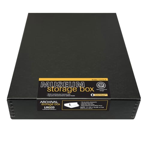 Lineco Archival Storage Box, Drop Front Design, 11 1/2 x 15 x 3 in., Exterior Color Black von Lineco