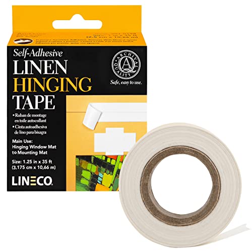 Lineco Selbstklebendes Leinen-Scharnierband, Weiß, 3,2 x 89,9 cm von Lineco