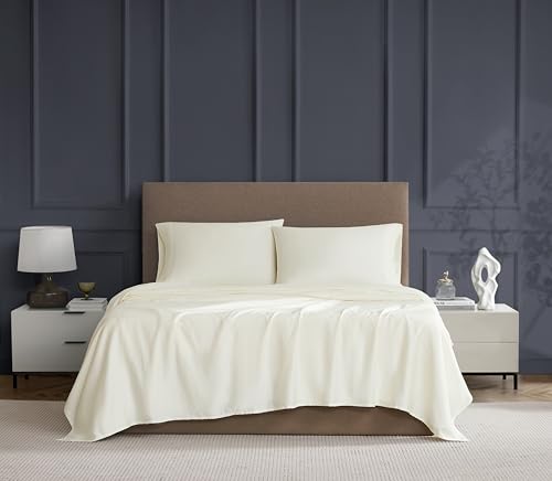 Linen Closet Luxuriöses Baumwoll-Bettwäsche-Set, Fadenzahl 600, 4-teilig, Queen-Size-Bett, Elfenbeinfarben von Linen Closet
