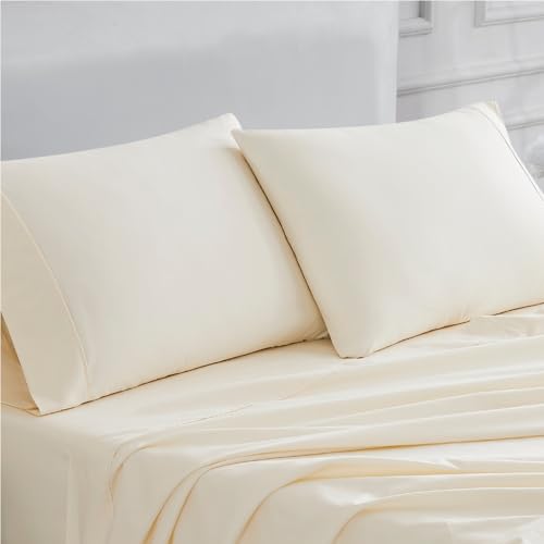 Linen Closet Ultimate Cotton Percale Standard-Kissenbezüge, Fadenzahl 400, elfenbeinfarben, 2 Stück von Linen Closet