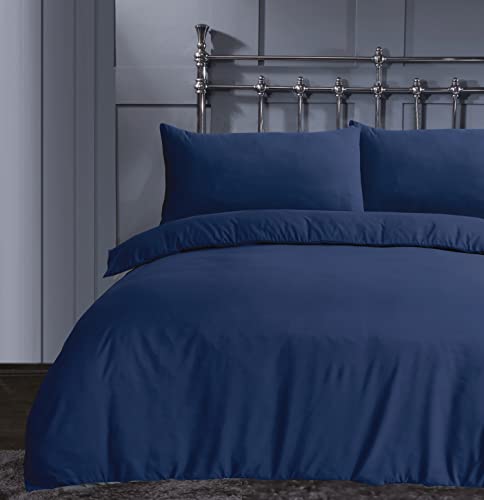 Linen Home Marineblaues Bettwäsche-Set für Super-King-Size-Betten, einfarbig, weiche Mikrofaser, Super-King-Size-Bettwäsche-Set mit 3 Teilen (Super-Kingsize, Marineblau) von Linen Home