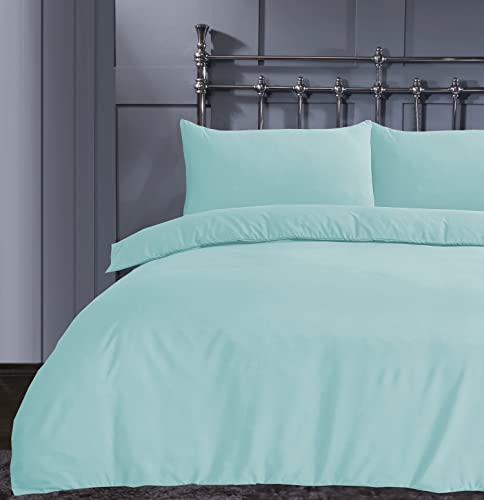 Linen Home Super King Size Bettwäsche-Set Spa Blau,Weiche und atmungsaktive Mikrofaser Super King Bettwäsche-Set mit 2 Kissenbezügen, Super King Bettwäsche-Set mit 3 Teilen (Super King, Spa Blau) von Linen Home