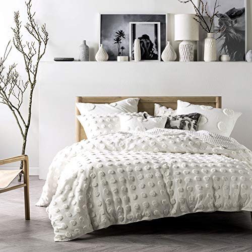 Linen House Haze Bettbezug-Set, Baumwolle, Weiß, 200 x 200cm von Linen House
