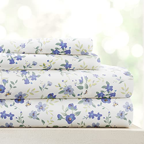 Linen Market 4-teiliges Bettwäsche-Set für King-Size-Betten (hellblaues Blumenmuster) – Schlafen Sie Besser als je zuvor mit diesen ultraweichen und kühlenden Bettlaken für Ihr Kingsize-Bett, Tiefe von Linen Market