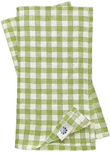 Linen & Cotton 4 x Stoffservietten Servietten Stoff Leinenservietten Kariert im Landhausstil Estella - 100% Leinen, Weiß Weiss Grün (43 x 43cm) Verschiedene Frühling/Home Küche Restaurant Cafe Bistro von Linen & Cotton