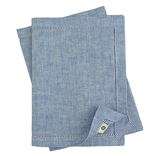 Linen & Cotton Hochwertig Tischsets Platzsets mit Hohlsaum Scandi - 100% Leinen, Dunkelblau (30 x 44cm, 2 Stück) Festlich Elegant Tisch Matten für Weihnachten Fest Restaurant Hotel Cafe von Linen & Cotton