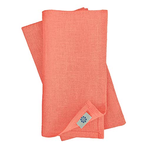 Linen & Cotton Hochwertige 4 x Stoffservietten/Servietten Stoff/Leinenservietten Hygge - 100% Leinen, Coral Rosa (45 x 45cm) für Feiern Home Küche Esstisch Dekoration Abendessen Cafe Restaurant von Linen & Cotton