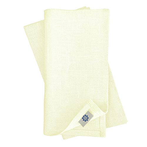 Linen & Cotton Hochwertige 4 x Stoffservietten/Servietten Stoff/Leinenservietten Hygge - 100% Leinen, Ecru Weiß (32 x 32cm) für Feiern Home Küche Esstisch Dekoration Abendessen Cafe Restaurant von Linen & Cotton