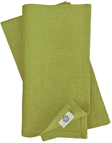 Linen & Cotton Hochwertige 4 x Stoffservietten/Servietten Stoff/Leinenservietten Hygge -100% Leinen, Grün (32 x 32cm) für Feiern Home Küche Esstisch Tischdekoration Abendessen Cafe Restaurant von Linen & Cotton