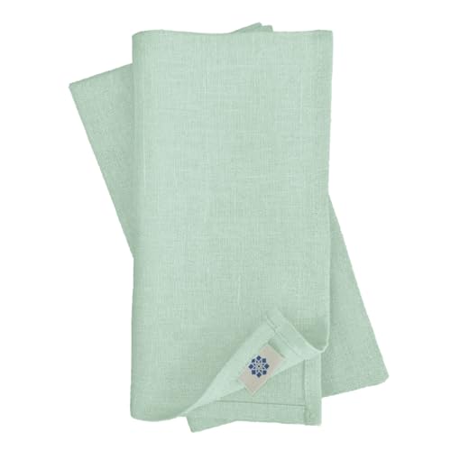 Linen & Cotton Hochwertige 4 x Stoffservietten/Servietten Stoff/Leinenservietten Hygge - 100% Leinen, Hellblau/Blau (45 x 45cm) für Feiern Home Küche Esstisch Dekoration Abendessen Cafe Restaurant von Linen & Cotton