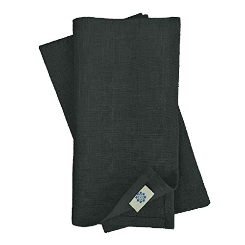 Linen & Cotton Hochwertige 4 x Stoffservietten/Servietten Stoff/Leinenservietten Hygge -100% Leinen, Schwarz (32 x 32cm) für Feiern Home Küche Esstisch Tischdekoration Abendessen Cafe Restaurant von Linen & Cotton