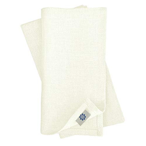 Linen & Cotton Hochwertige 4 x Stoffservietten/Servietten Stoff/Leinenservietten Hygge - 100% Leinen, Weiß/Weiss (45 x 45cm) für Feiern Home Küche Esstisch Dekoration Abendessen Cafe Restaurant von Linen & Cotton