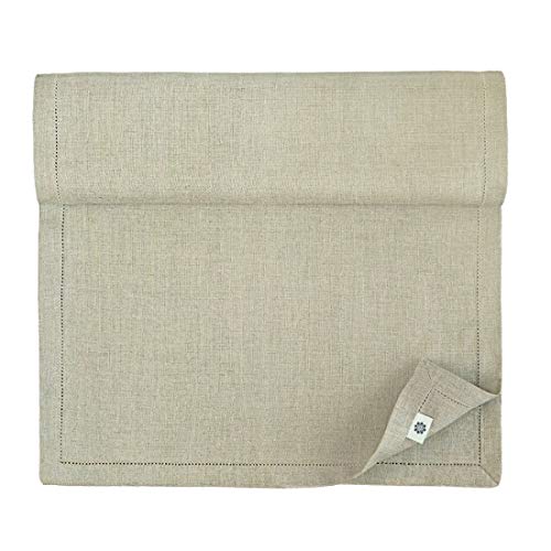 Linen & Cotton Hochwertiger und Eleganter Tischläufer Stoff/ Tischband mit Hohlsaum Florence - 100% Leinen, 43 x 270cm (Natur/ Grau/ Beige) Ideal für Hochzeit Gastronomie Hotel Restaurant Cafe Catering Vereinsfeier Geburtstagsfeier von Linen & Cotton