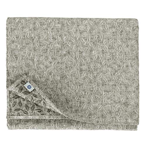 Linen & Cotton Luxus Jacquard Damast Tischdecke Tischtuch Tischwäsche Isla -100% Leinen, Weiß/Weiss Schwarz (140 x 140 cm) Festliche Quadratisch für Home Küche Dekoration Gastronomie Hotel Hochzeit von Linen & Cotton