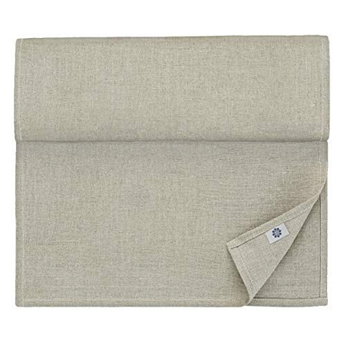 Linen & Cotton Klassischer Tischläufer Natur/ Tischband Anabella - 100% Leinen, 47 x 130cm (Natur/ Grau/ Beige), Ideal für Hochzeit Gastronomie Hotel Restaurant Cafe Küche Catering Vereinsfeier Geburtstagsfeier von Linen & Cotton