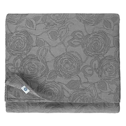 Linen & Cotton Luxus Jacquard Tischdecke Tischtuch Tischwäsche Roseus Damast Muster - 100% Leinen, Grau (147 x 200 cm) Festliche Rechteckige für Home Küche Dekoration Gastronomie Geburtstag Hochzeit von Linen & Cotton