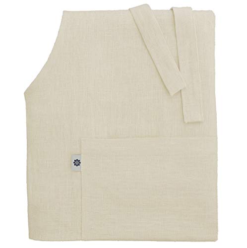 Linen & Cotton Luxus Schürze, Küchenschürze, Kochschürze, Grillschürze ELLA, 100% Leinen - 70 x 84cm (Beige) von Linen & Cotton