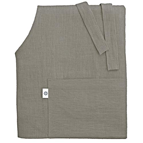 Linen & Cotton Luxus Schürze, Küchenschürze, Kochschürze, Grillschürze ELLA, 100% Leinen - 70 x 84cm (Grau) von Linen & Cotton