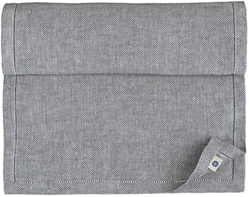 Linen & Cotton Luxus Tischläufer mit Hohlsaum Scandi, 100% Leinen (Tischläufer - 44 x 180 cm, Grau) von Linen & Cotton