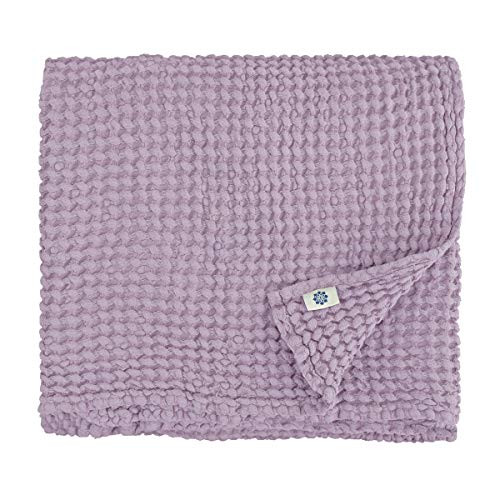 Linen & Cotton Premium-Qualität Waffel Tuch Saunatuch Strandtuch Handtücher Badetücher Duschtücher Gästehandtücher Ezra, 48% Leinen, 52% Baumwolle - 50 x 70cm (Lila/Violett) von Linen & Cotton