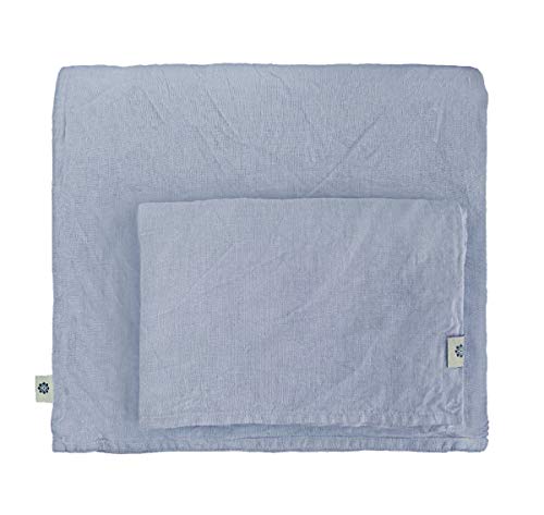 Linen & Cotton Weiche Bettwäsche Set Caelum - 100% Leinen Gewaschen, Blau (140 x 200 cm) Bettbezug Deckenbezug Kissenbezug für Einzelbett Twin Bett Winter Sommer Erwachsene Kinder Männer Frauen von Linen & Cotton