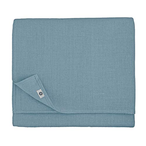 Linen & Cotton Tischdecke Stoff Tischtuch Decke Caerula -100% Leinen, Blau (147 x 147 cm) Tischwäsche Mitteldecke Einfarbig für Home Haushalt Haus Küche Dekoration Esstisch Restaurant Hotel Cafe Fest von Linen & Cotton