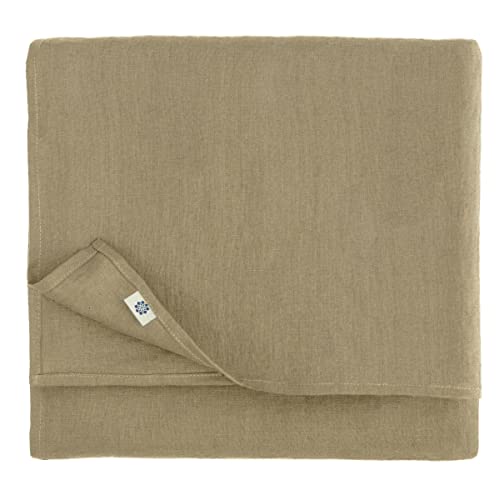 Linen & Cotton Tischdecke Stoff Tischtuch Tischwäsche Hygge 100% Leinen, Beige (140 x 100 cm) Mitteldecke Klein Quadratisch für Home Küche Couchtisch Tuch Dekoration Cafe von Linen & Cotton