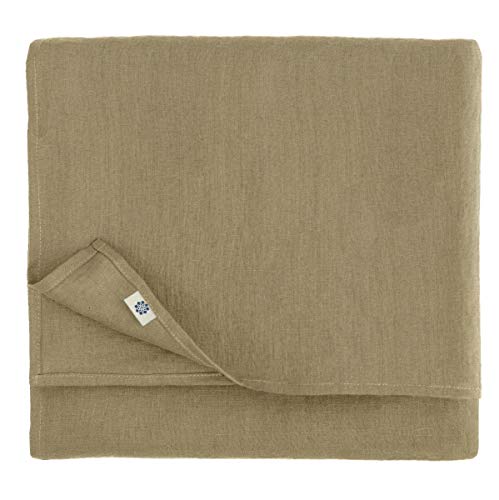 Linen & Cotton Tischdecke Stoff Tischtuch Tischwäsche Hygge 100% Leinen, Beige (140 x 140 cm) Mitteldecke Klein Quadratisch für Home Küche Cafe Couchtisch Tuch Decke/Dekoration von Linen & Cotton